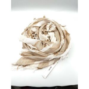 Aqua women's Ischia Striped Scarf  Beach Wrap Pashmina Camel / White